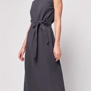 Faherty Charcoal Sleeveless Midi Dress 100% Organic Cotton